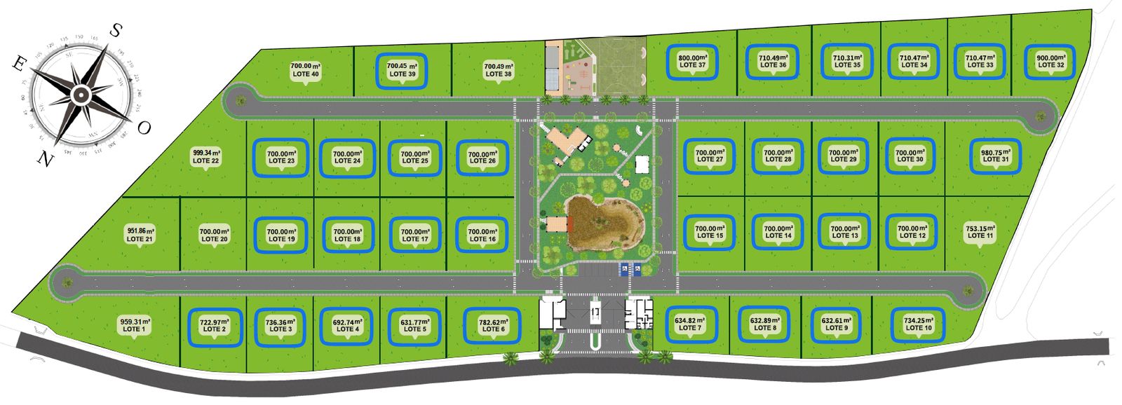 Plano de loteo de Las Encinas